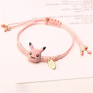 Pokemon Pikachu Pu Anyaman Gelang Anime Kreatif Adjustable Gelang Pecinta Siswa Saudara Kepercayaan Gelang Hadiah 10 gelang penjualan terbaik pikachu - №