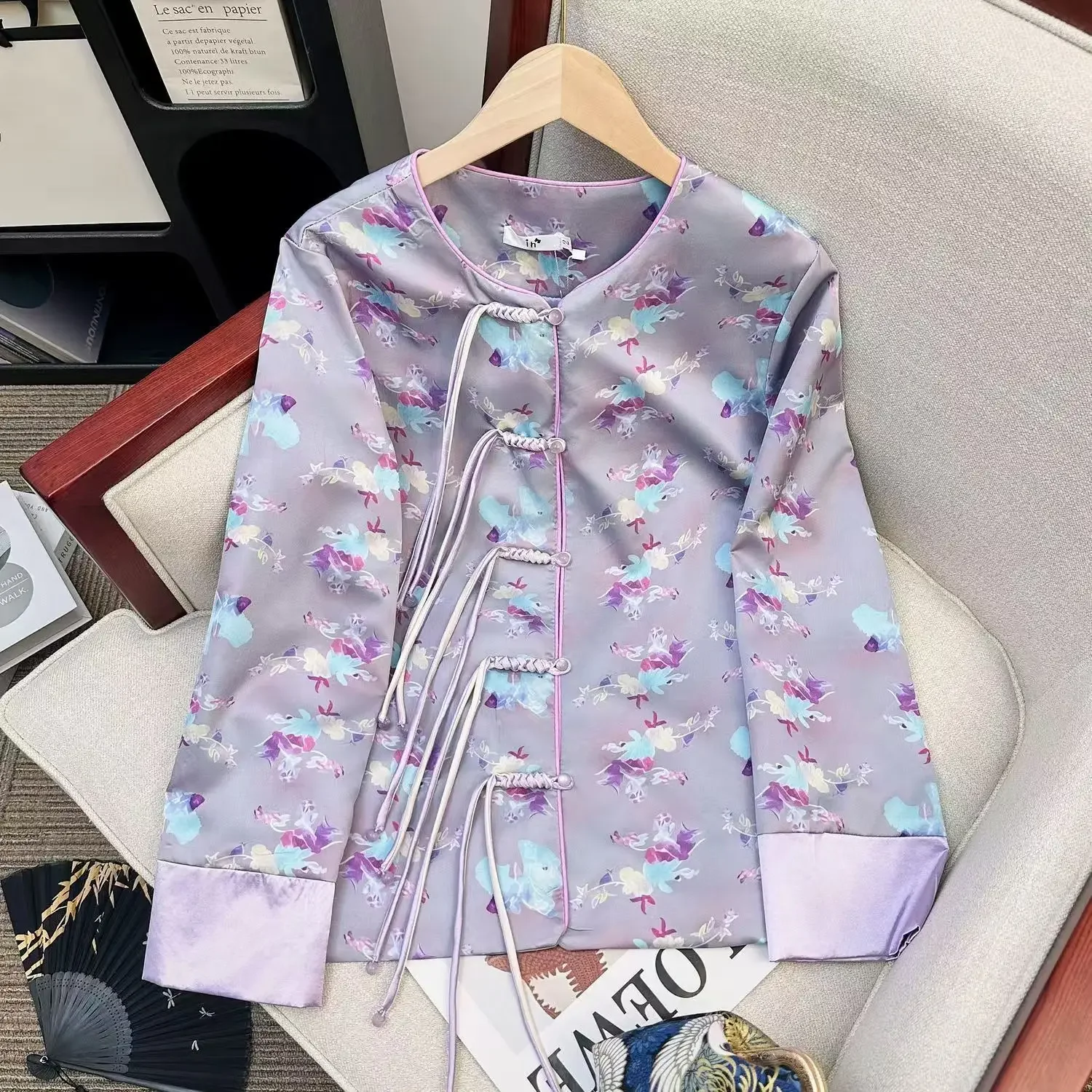 New Chinese Style Dragons Cloud Jacquard Printed Jackets for Women Coat Long Sleeve Tangsuits Top Autumn High-end Zen Tea Jacket