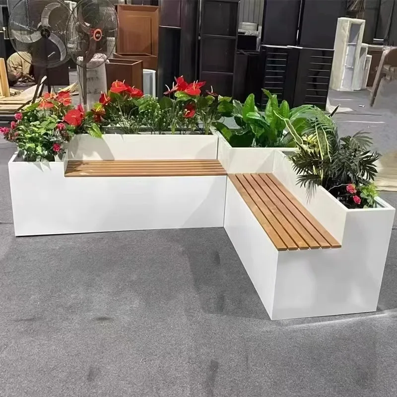 xx-Outdoor Garden  Box Seating Stool Combinations Of Flower Trough And Balcony Partition Seat Planter For Home And Restaurant^