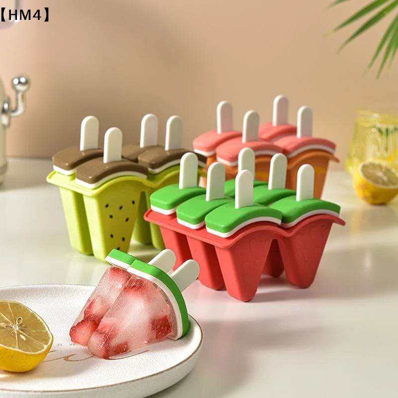 Molde de silicona DIY para helados y paletas con 4 o 6 cavidades, para hacer snacks caseros de zumo de frutas, utensilios de cocina de verano〔HM4〕