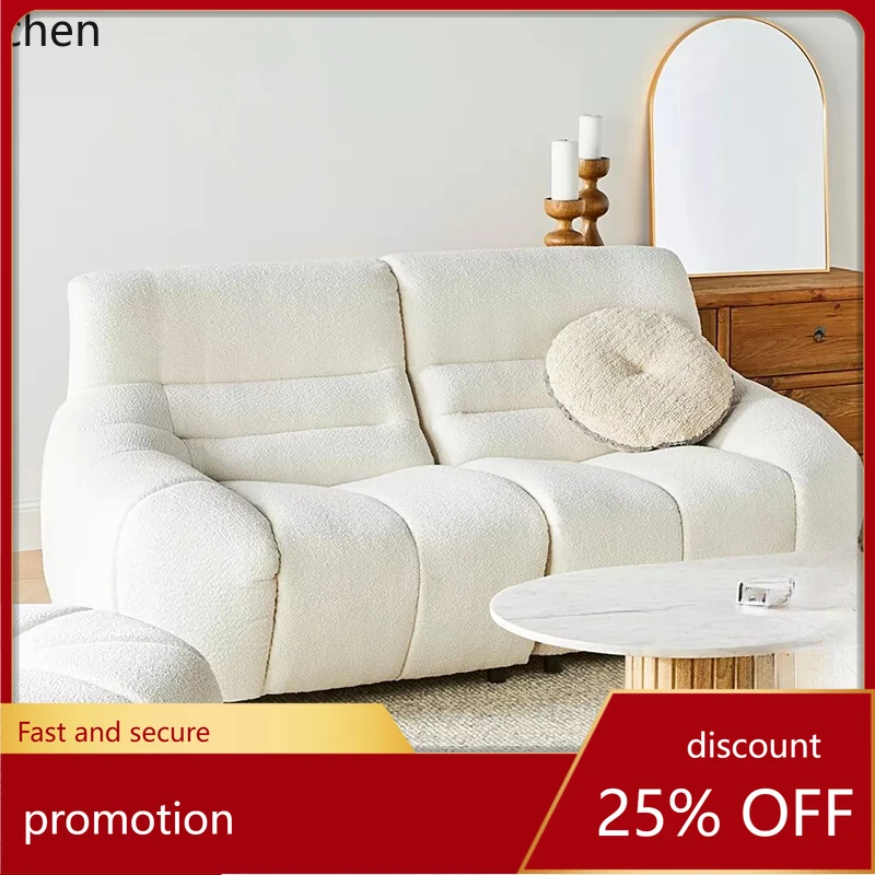 

HT retro sofa small apartment high backrest straight row cat paw resistant fabric living room cream wind sofa