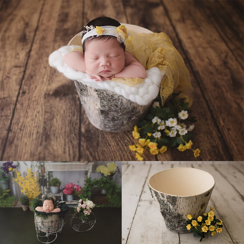 newborn-photograp-props-retro-barrel-baby-nostalgic-barrels-bark-full-moon-baby-shooting-accessories-baby-basket-photo-bed