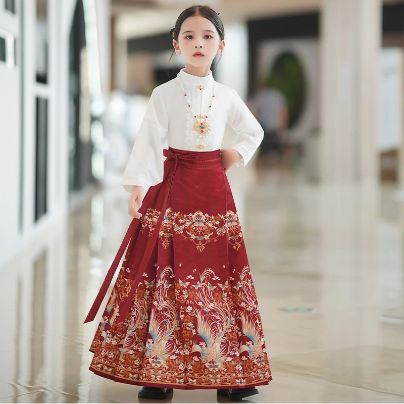 

Toddler Baby Girl Clothes Chinese Style Ancient Chinese Costume Tang Ming Dynasty Children Hanfu Cosplay Tops Skirt