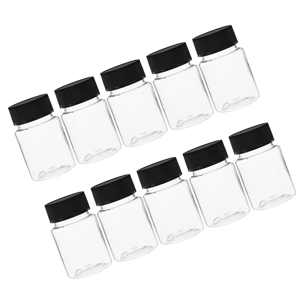 10 قطعة زجاجات عينة بلاستيكية شفافة واسعة الفم آمنة ختم حاوية كاشف صغيرة تخزين السائل للفصول المختبرية