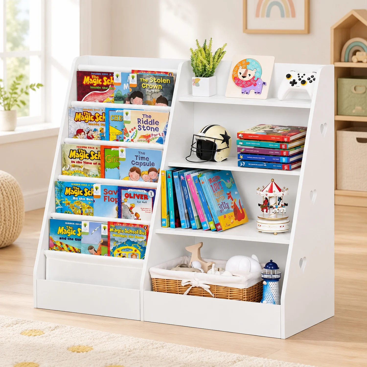 4-Tier Toddler Bookcase, Kids Bookshelf and Toy Storage