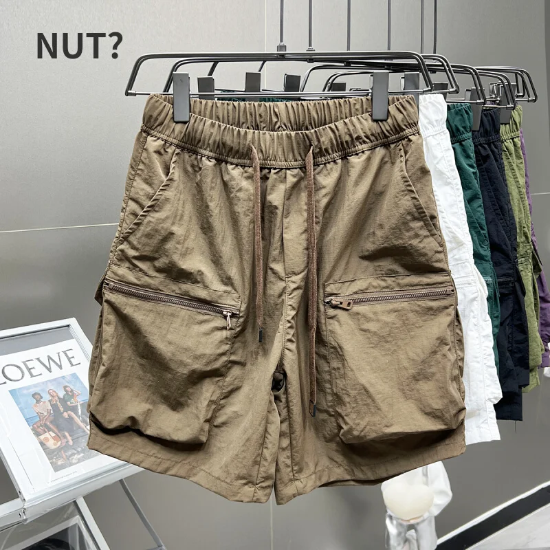 Men Cargo Shorts Fashion Baggy Quick Drying Shorts Men Solid Color Streetwear Short Pants Casual Loose Pocket Youth Summer 2023