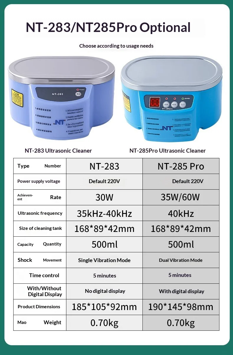 Sonicator 30W/50W 40Khz Ultrasonic Cleaner Bath Degas For Watches Contact Lens Glasses Denture Teeth Electric Makeup Razor