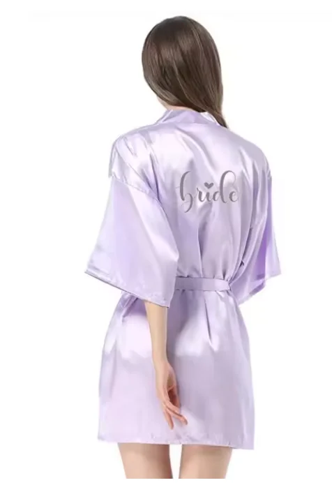 new bride bridesmaid robe with white black letters mother sister of the bride wedding gift bathrobe kimono satin robes