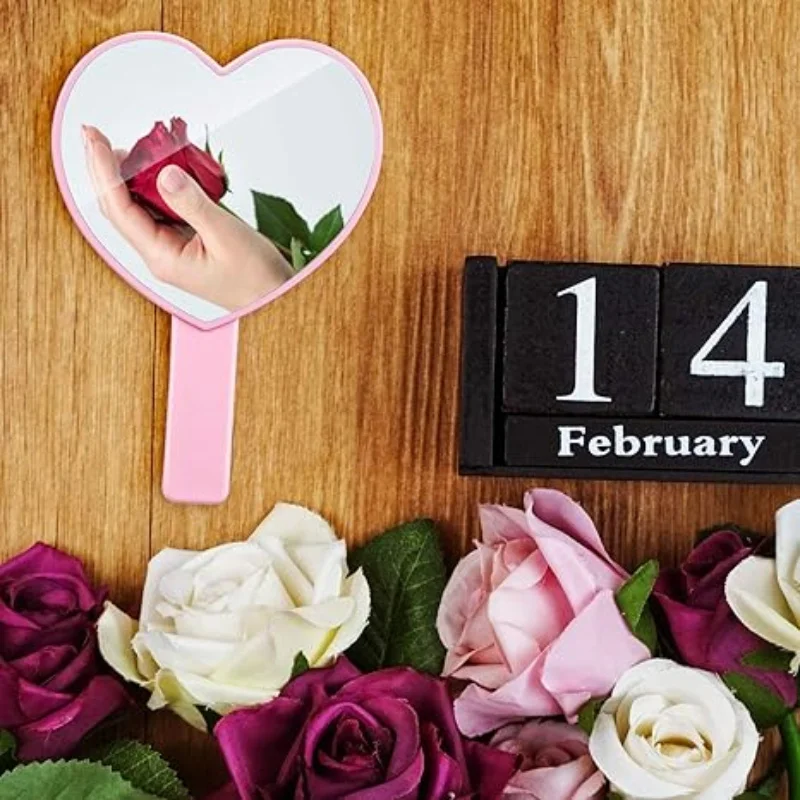 10/5 Pcs Small Love Mirror Portable Heart-shaped Handheld Makeup Mirror  Suitable As A Mini Gift for Ladies Princesses Party