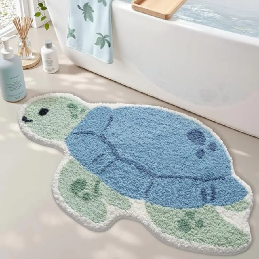 Cute Animal Bathroom Rugs, Soft Absorbent Non Slip Bath Mats, 24"x40" Design, Quick Dry Microfiber, Machine Washable, Ideal Flo