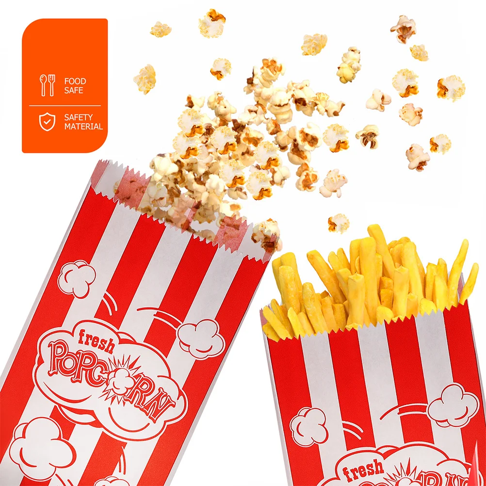 

100 Pcs Popcorn Packaging Bag Sandwich Containers Movie Night Chocolate Paper Bags Snack Supply for Treats