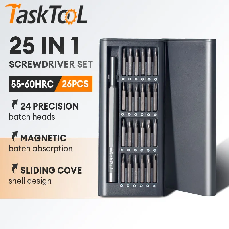 TASKTOOL 25 in 1 Precision Screwdriver Set Phillips Torx Magnetic Screw Driver Bit Professional Repair Tool Kit for Camera House