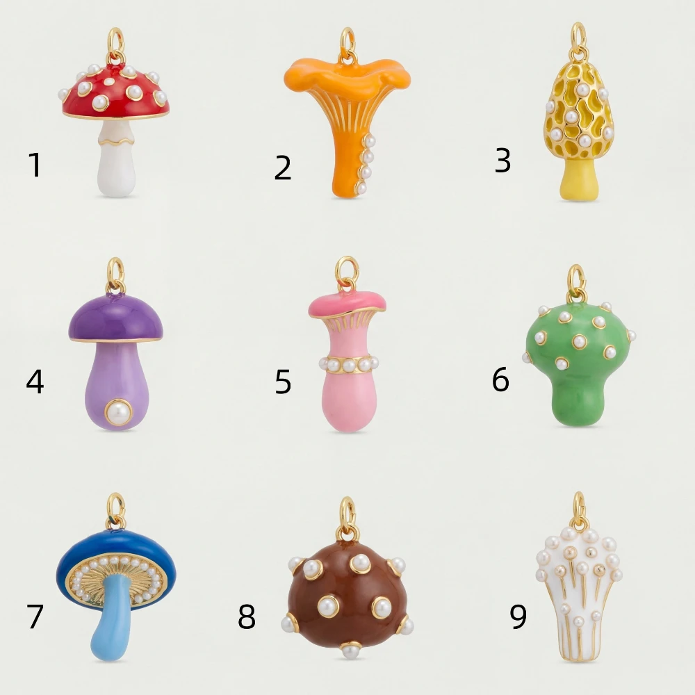 Neue süße, schlichte, heilende und farbenfrohe Pilz-DIY-Anhänger-Charms für die Schmuckherstellung – Detail 6
