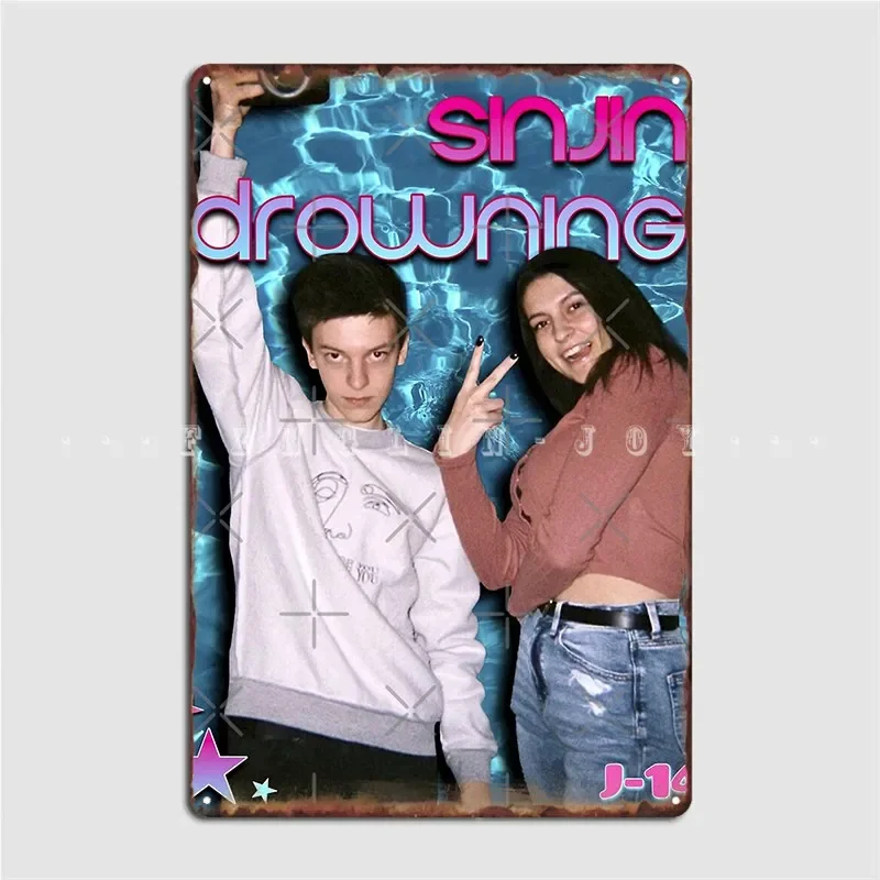 Sinjin Drowning 2000s Magazine Style Metal Sign Cinema Living Room Cinema Vintage Plates Tin Sign Poster