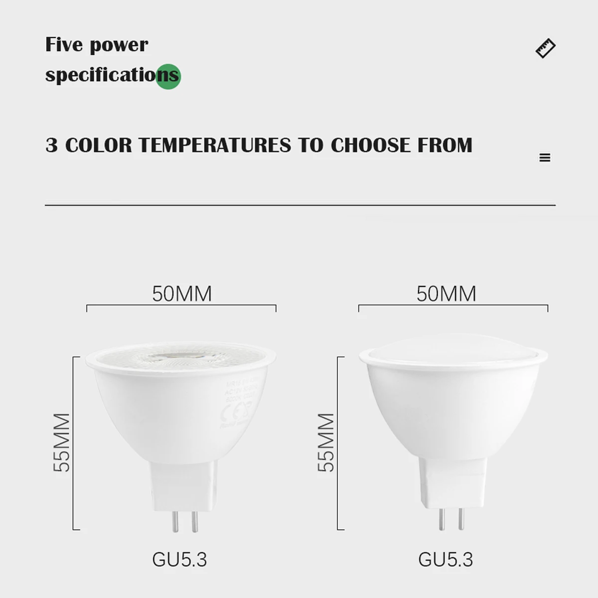 GU 5,3 foco LED MR16 AC/DC, 12V, 3W -7W, blanca cálida luz de día, lámpara de luz LED para decoración del hogar, reemplazo de halógeno de 50W