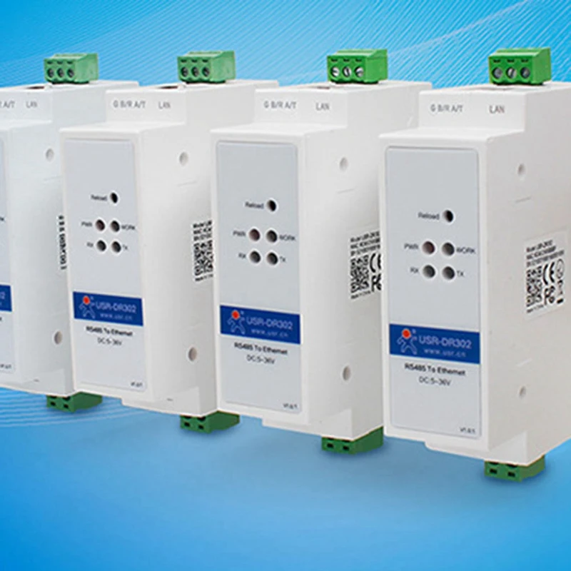 USR-DR302 Din Rail Serial RS485 To Ethernet TCP IP Server Module Ethernet Converter Modbus RTU To Modbus TCP Unit