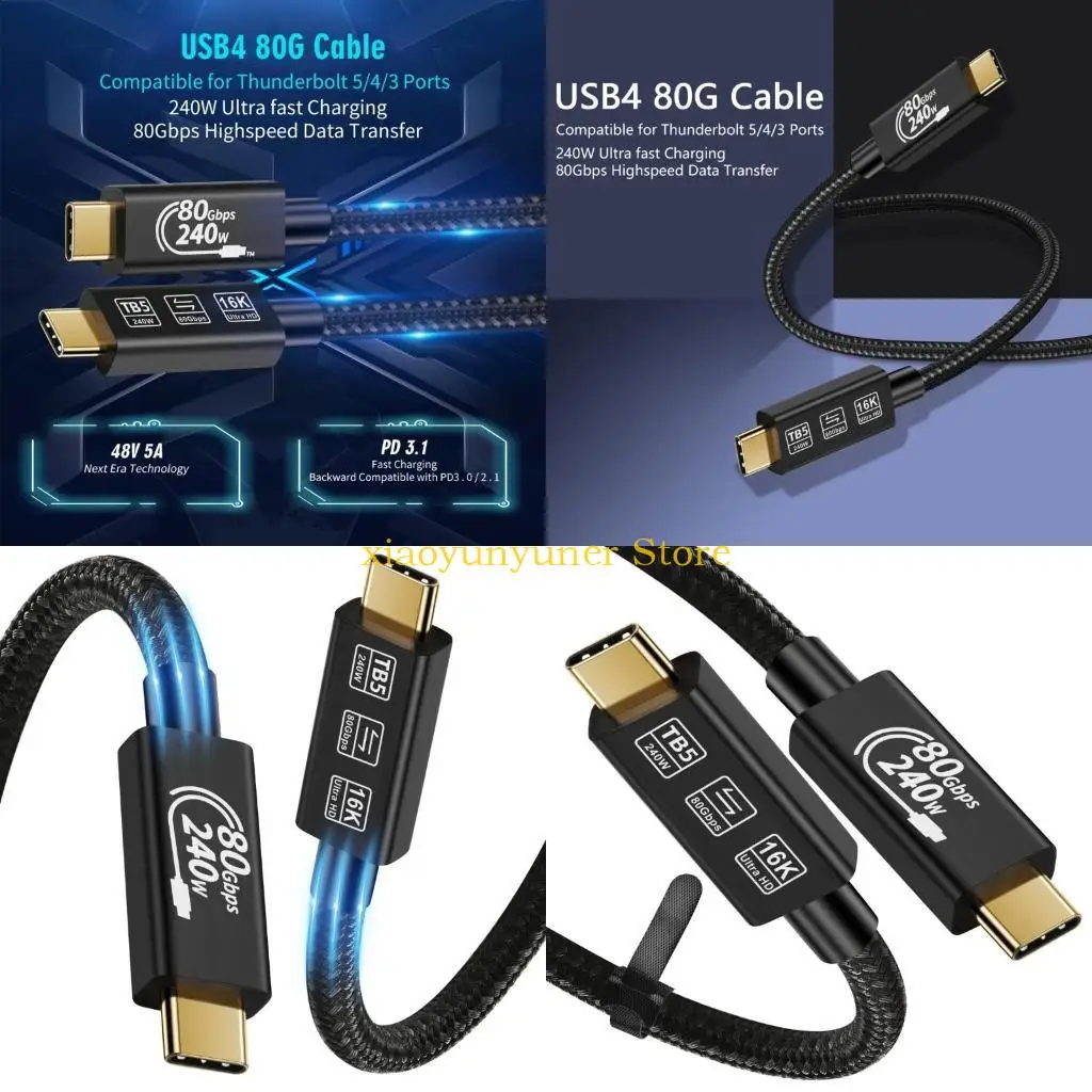 P9JB USB TypeC Data Cable High Efficiency 16K Video Capability Data Transfer Cord