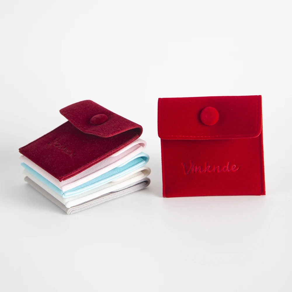 

100PCS Bulk Velvet Jewelry Pouches with Snap Closure – Ring/Earrings/Bracelet Packaging, Custom Logo, Wedding Favors with Expand