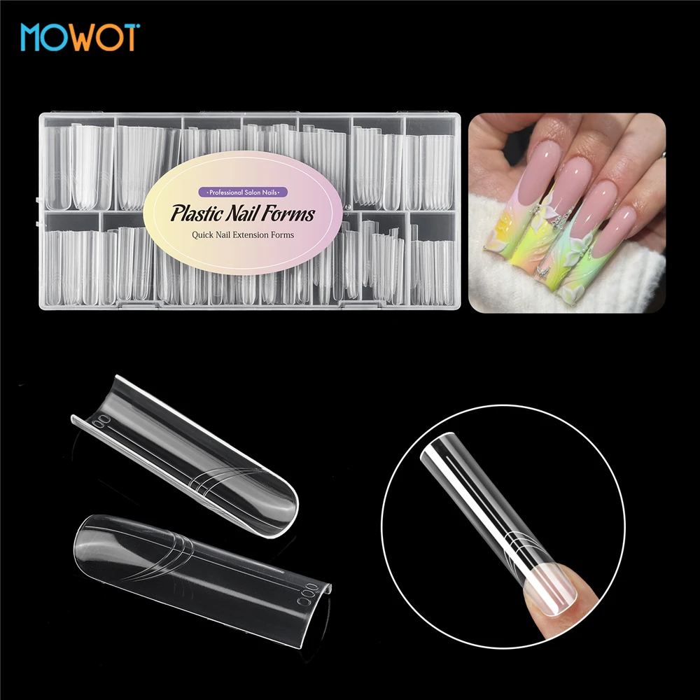 MOWOT 150 pièces/boîte élargir les ongles double formes cercueil carré construction rapide Gel moule Extension des ongles couverture complète formes supérieures outils de manucure