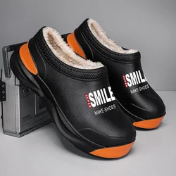 Chef Shoes Add Velvet Waterproof Men Indoor Warm Plush Footwear Men's Work Shoes Thick Bottom Non-Slip Men's Slippers Fashion