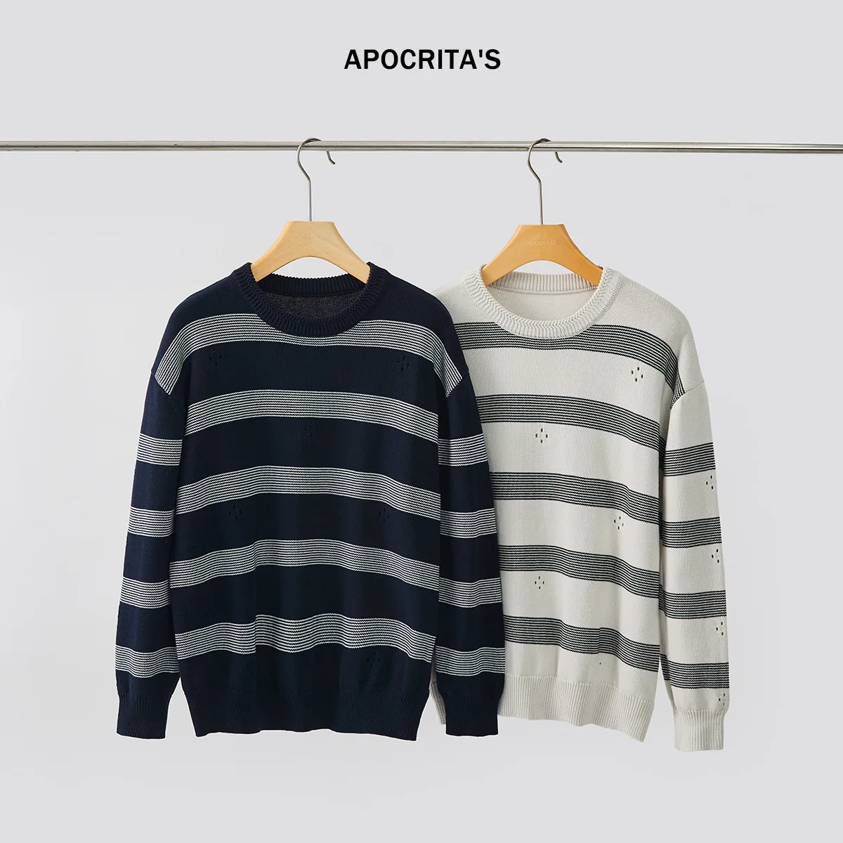 

Мужской свободный вязаный свитер с круглым вырезом, осенний, в полоску, в корейском стиле, повседневный, хлопковый, с длинным рукавом