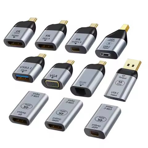 1PCS USB TYPE-C to HDMI/MiniDP/DP/VGA/RJ45 Male Female Adapter Connector 4K 8K 60Hz For Laptop MacBook TV Box PS5 Switch Galaxy