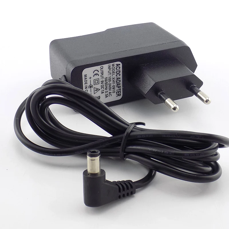 EU Plug AC100V-240V to DC 9V 1A Power 1000mah Power supply adapter reverse polarity Negative charger Converter 5.5mmx2.5mm