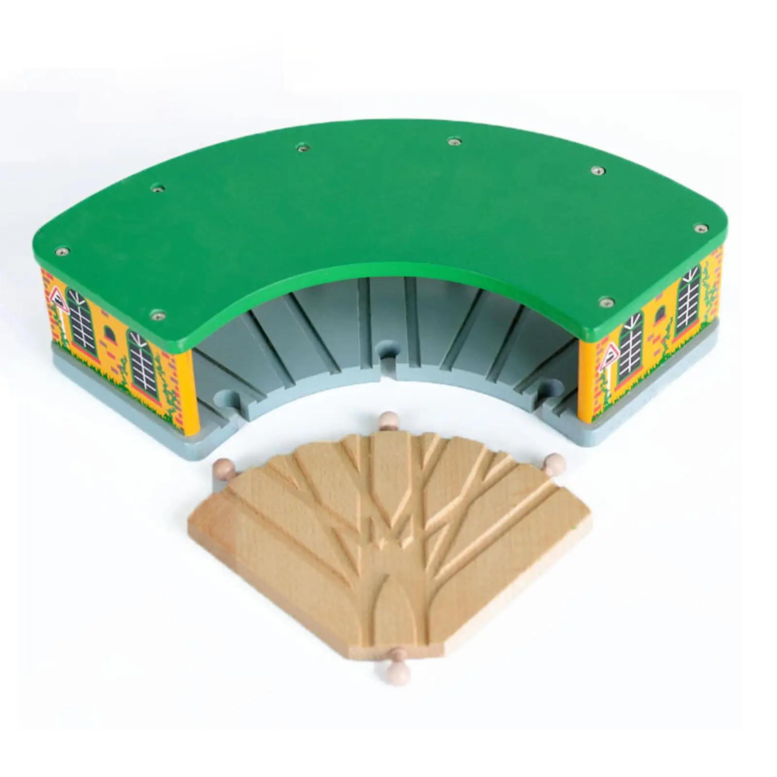 Wooden Train House Imaginative Play Durable Wooden Toys Compatible for Most Brand Railway Sets for Ages 3+ Years Great Gift