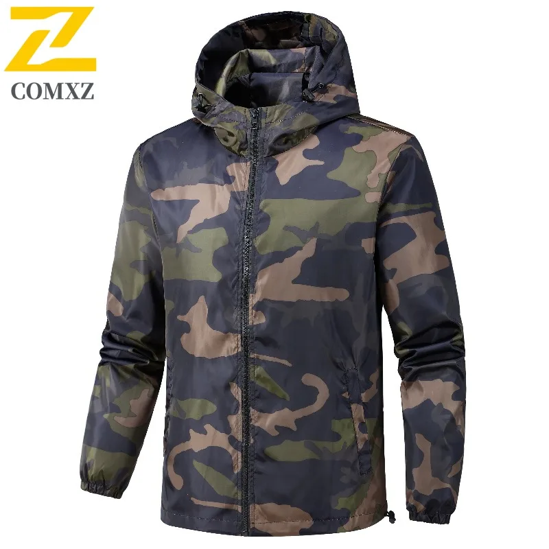 

COMXZ мужское камуфляжное пальто ветрозащитное модное пальто для кемпинга и прогулок на открытом воздухе удобная повседневная ветровка куртка дышащее пальто для рыбалки