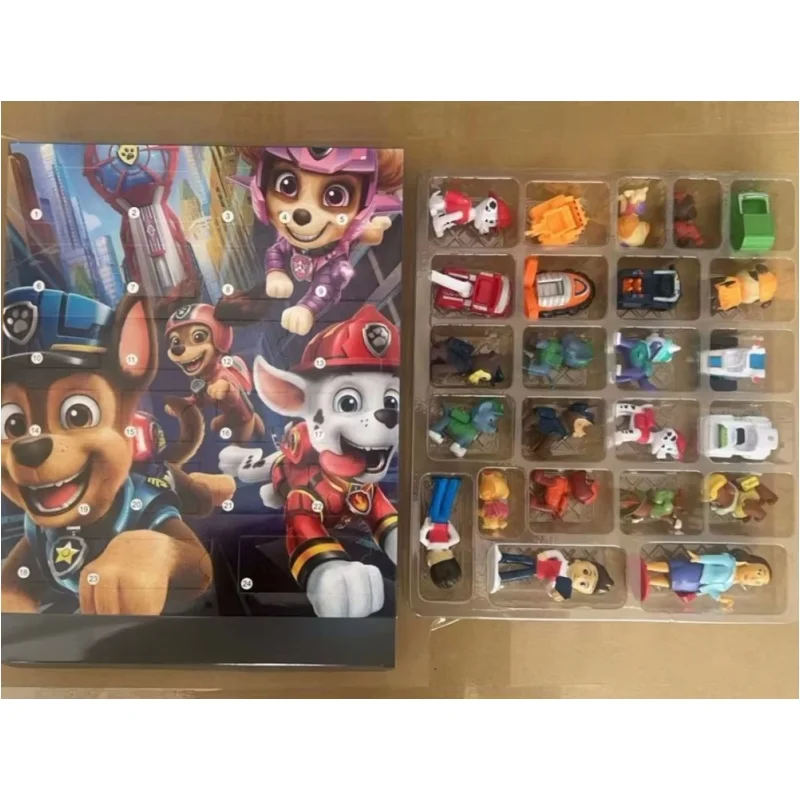 Kalendarz Adwentowy z Figurkami Psi Patrolu, 24 Dni, Blind Box, Marshall Chase Rocky Skye, Model Zabawka, Prezent Świąteczny