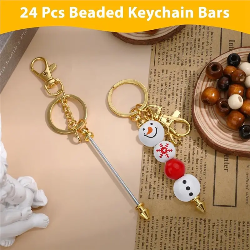 Easy Use Beaded Items For DIY Crafts Jewelry Making 24Pcs Beadable Keychain Bars Bead Keychain Making Kit Blank Keychains Silver