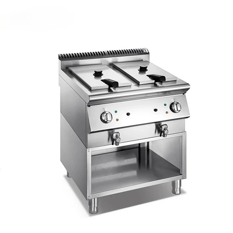 

Commercial Electric 2 Tank 2 Basket Fryer With Open Cabinet