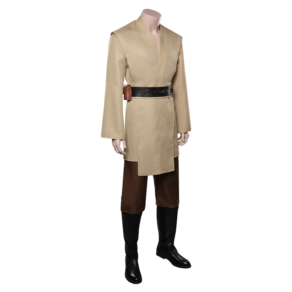 Qui gon jinn cosplay kostüm männer uniform mantel gürtel schuhe stiefel outfits halloween karneval party anzug