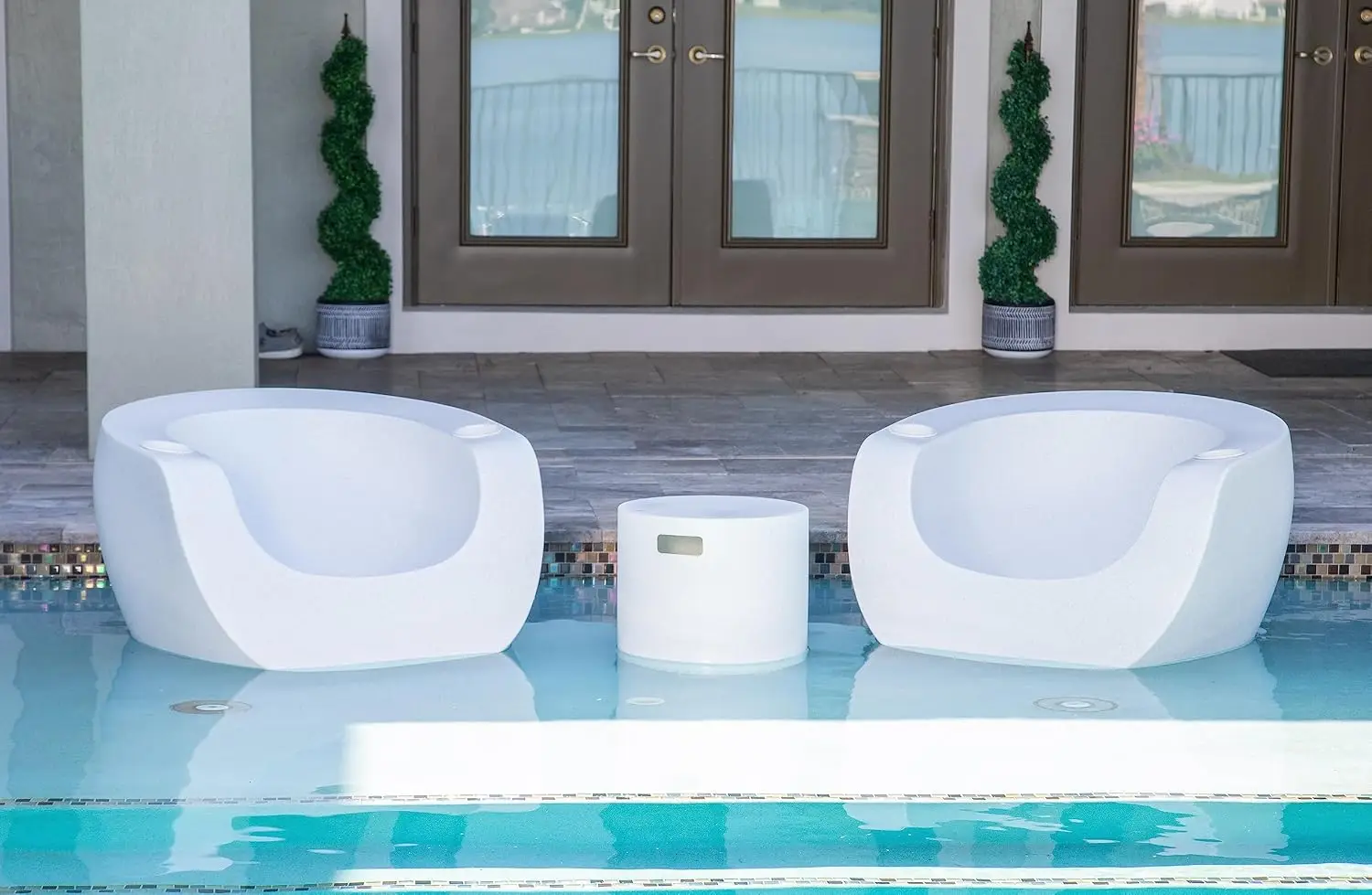 Tenjam Moon Chair in Pool Lounge Chairs for Sun Shelf Set of Two, Pool Chairs and Lounger for in Pool Tanning Ledge Support up t