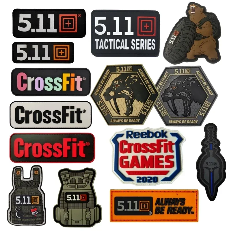 

3D 511 Tiger Bear Emblem PVC CrossFit Patches Military Morale Badge Hook and Loop Tactical Vest Backpack Armband Stickers