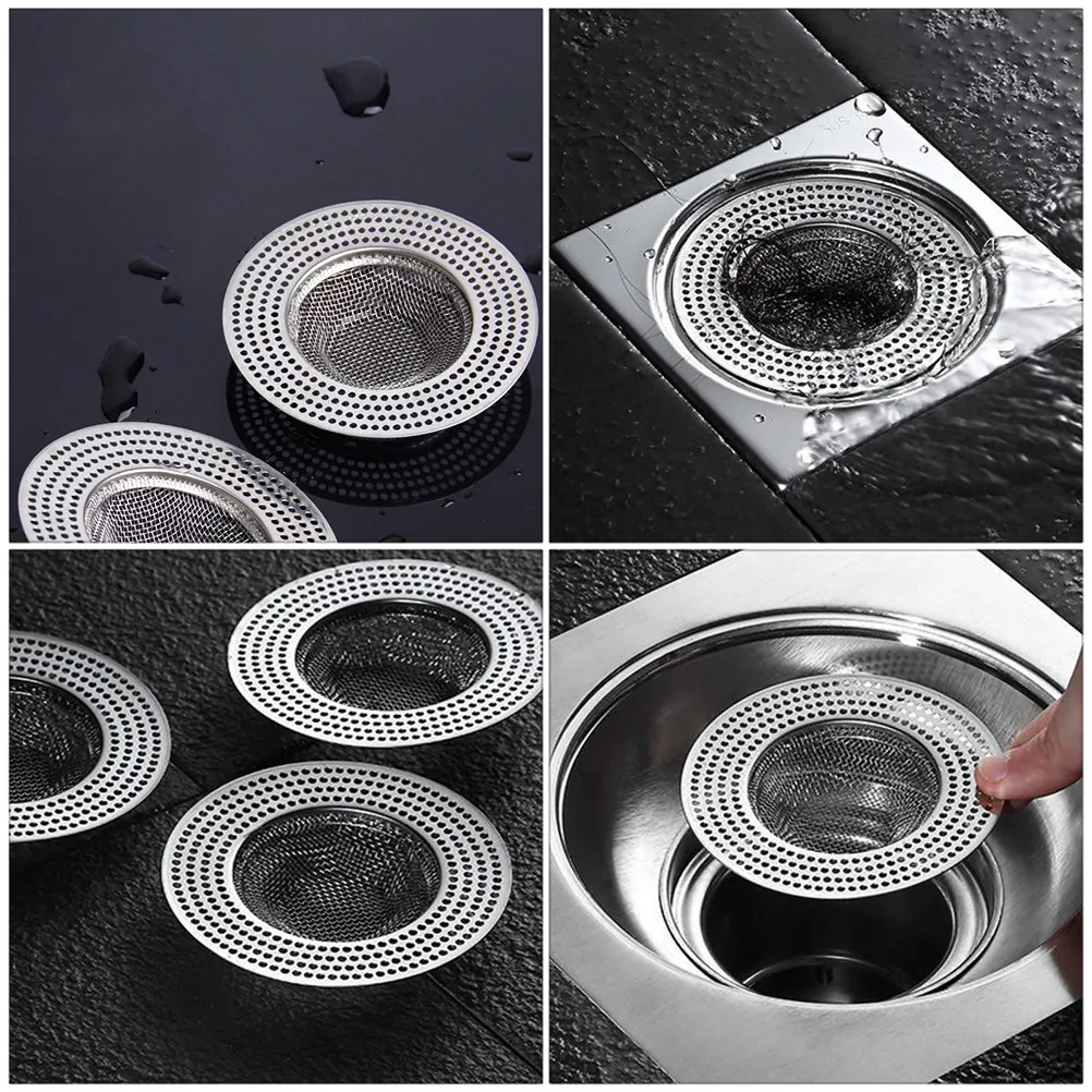 

2Pcs Stainless Steel Bathroom Drain Strainer Shower Hair Catcher Rust Proof Sink Cover Kitchen Floor Drain Protector Anti