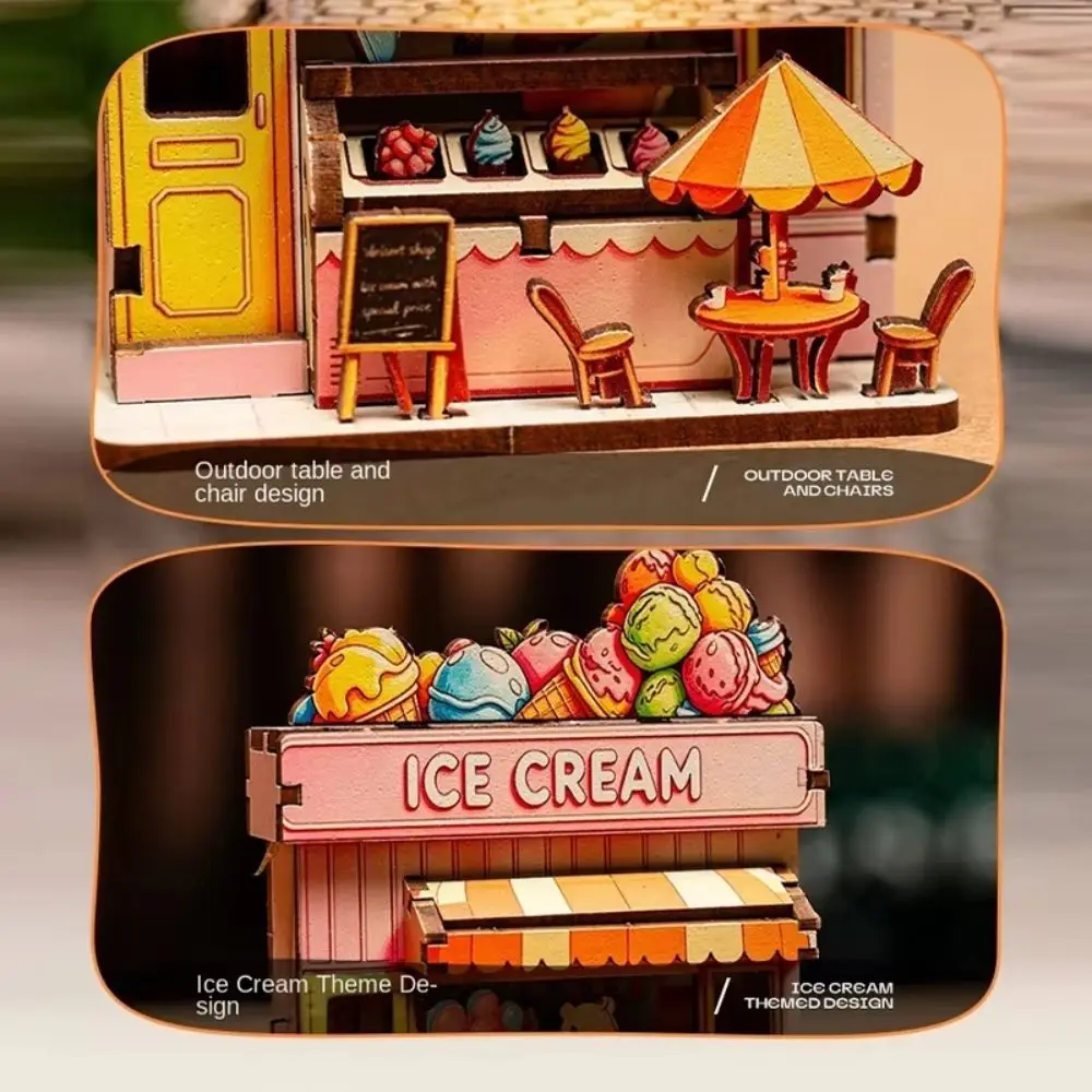 Animals Shop Wooden Fridge Magnet Handmade Miniature DIY House Puzzle Toy Assembly Model LED Light 3D Wooden Puzzle Kit - view 2
