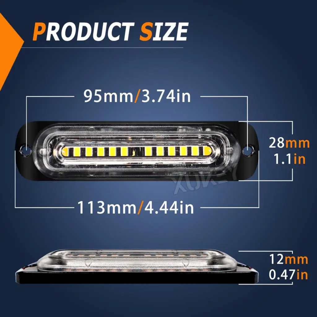 4ks 12V 24V 12LED strobo výstraha mříž riskovat blesk lehký pult auto kamion podávacího SUV beacon lampa jantar žlutý dopravní vodotěsný