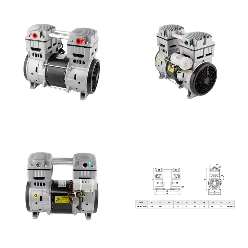 for China made mini 14.4m3/h oil-free piston vacuum pump low pressure silent vacuum sealing packaging machine
