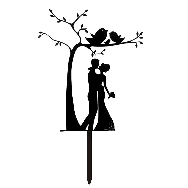 Ins Mr&Mrs Happy Wedding Cake Topper Black Acrylic Bride Groom Valentine\'s Day Party Cake Topper Wedding Gift Dessert Decoration