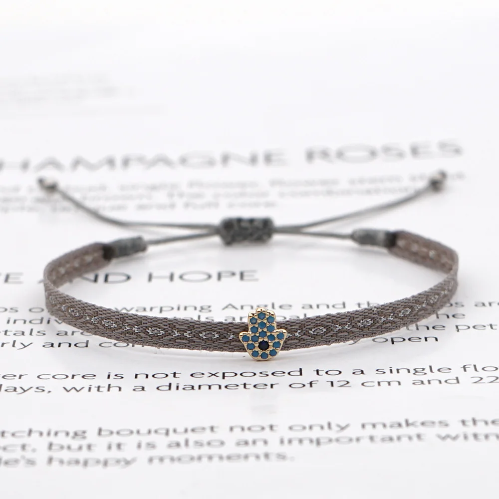 Handmade Cloth Fabric Bracelet, Braided Design & CZ Heart