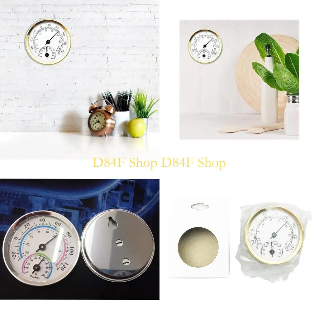 

D84F Mini Dial Type Thermometer Hygrometer Gold/смешанный цветовой термогигрометр сауна