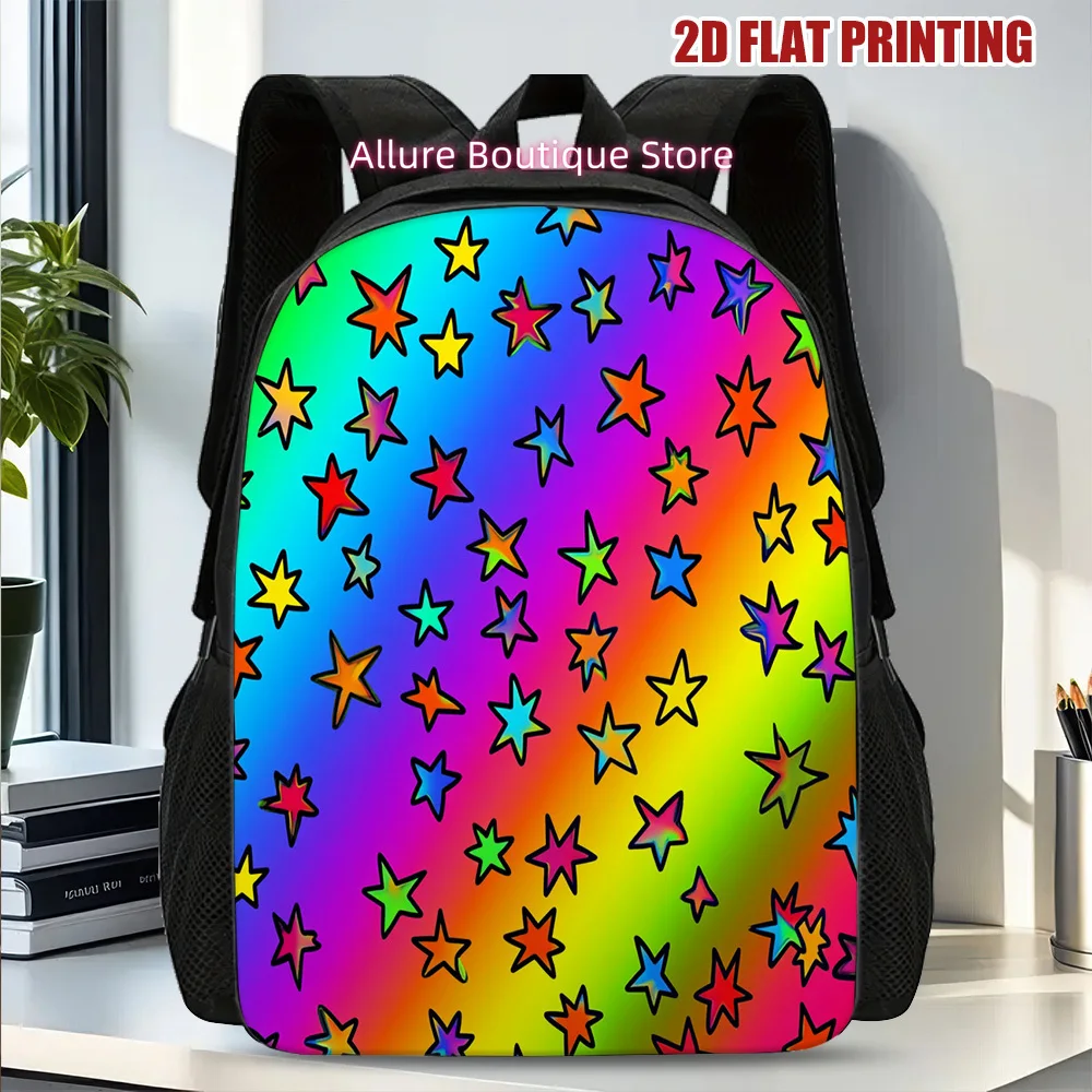 One Colorful Starry Rainbow Backpack, Stylish And Comfortable, Ideal for Everyday Use, School, And Casual Occasions