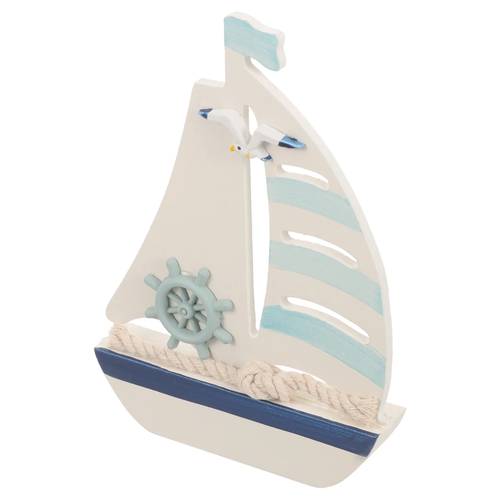 

Small Solid Wood Sailboat Ornament Mediterranean Style Nautical Decor Beach Ocean Theme Table Decoration Coastal Home Office