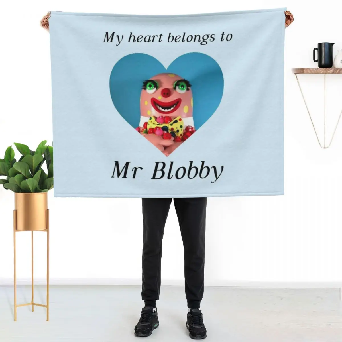 

My heart belongs to Mr Blobby Throw Blanket Fuzzy Plush Throw Blanket for Sofa Chair