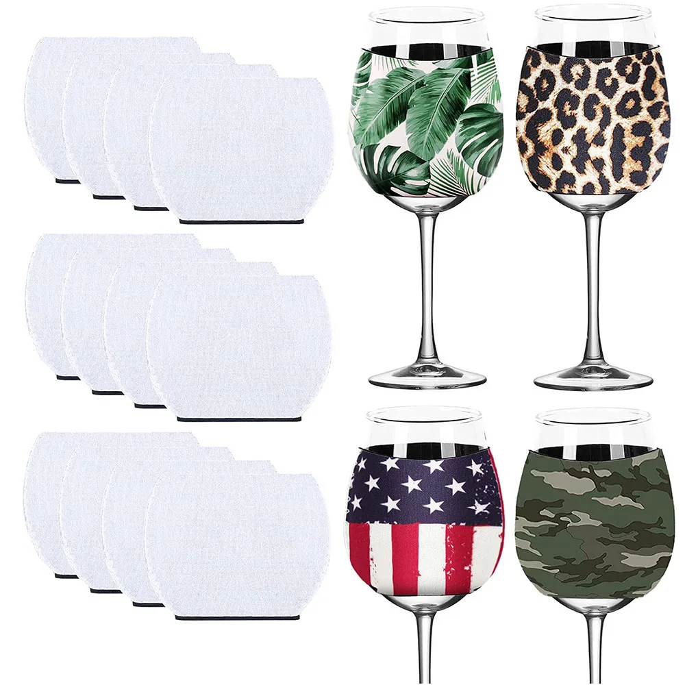 10pcs Wine Glass Sleeve Sublimation Neoprene Insulator Cover DIY Wine Glass Sublimation Blanks Supplies