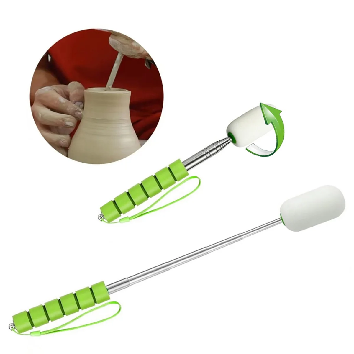 

AA98 2pcs Telescoping Sponge Stick for Pottery, Pottery Sculpture Sponge Holder Ceramic Throwing Stick Pottery Trimming Tools