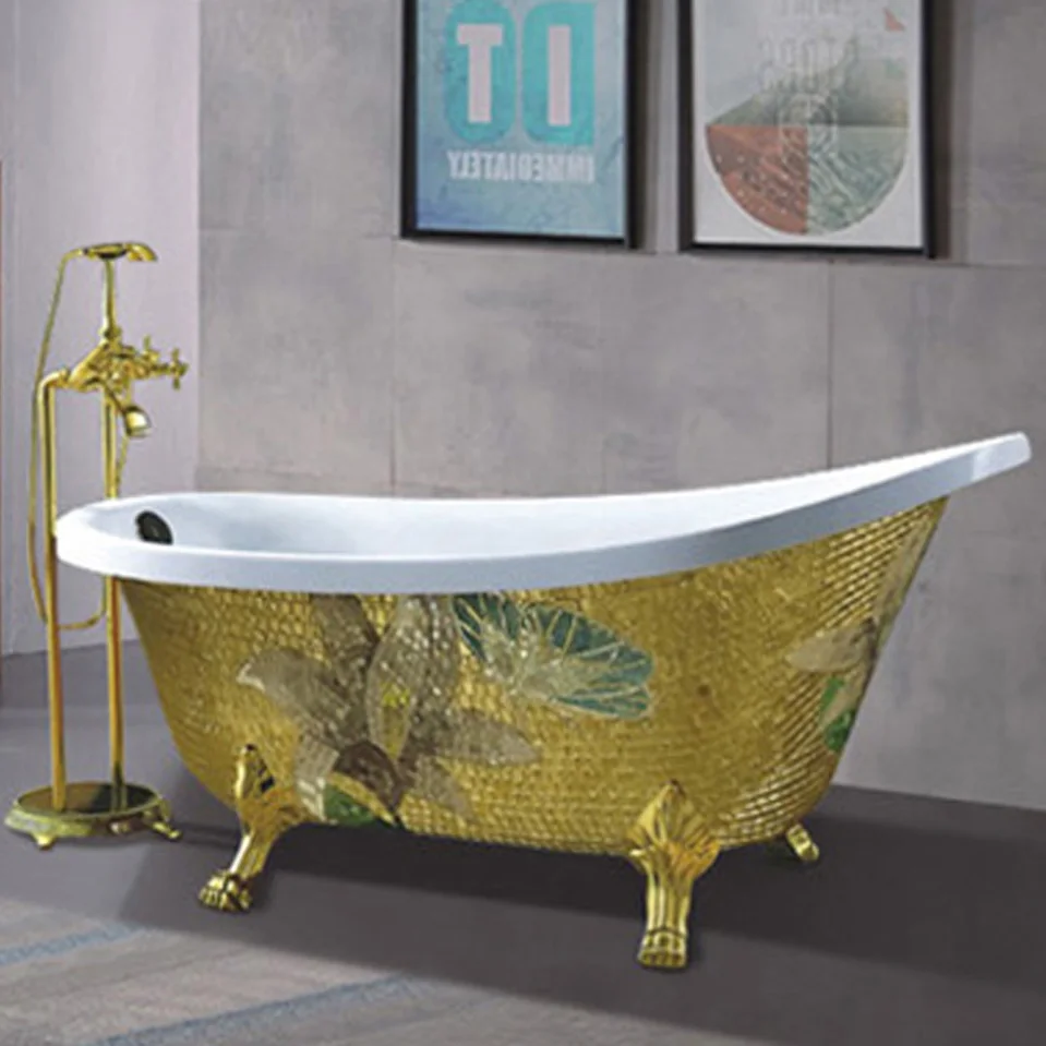 

BALISI Freestanding Bathtub Feet Classic Clawfoot Cheap White Color Soaking Gold Color Mosaic Portable Bathtub