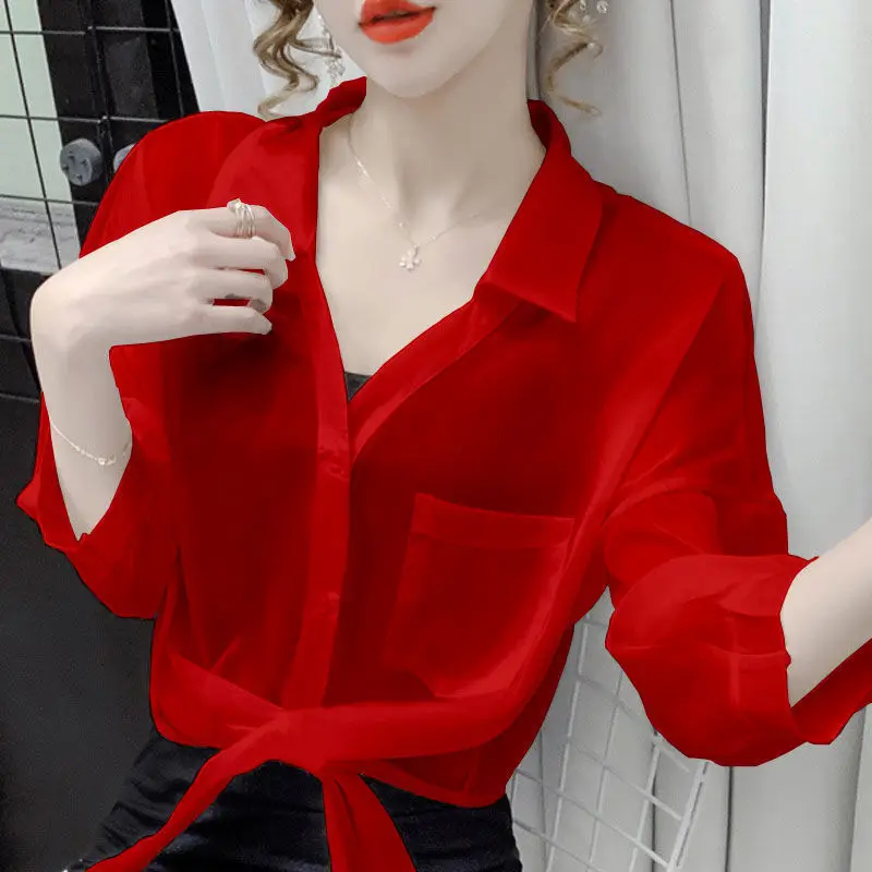 

Shirt Cardigan 2025 New Loose Bow Sunscreen Summer Quarter Sleeve Top Versatile Temperament