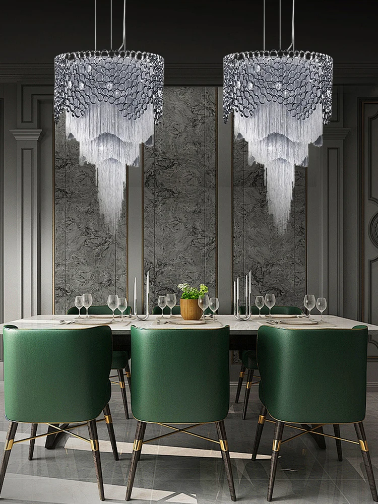 New Desige Metal Tassels LED Silver Pendant Lights Italy Lustres Modern Hanging Lamps for Ceiling Dining Room Luxury Home Decor
